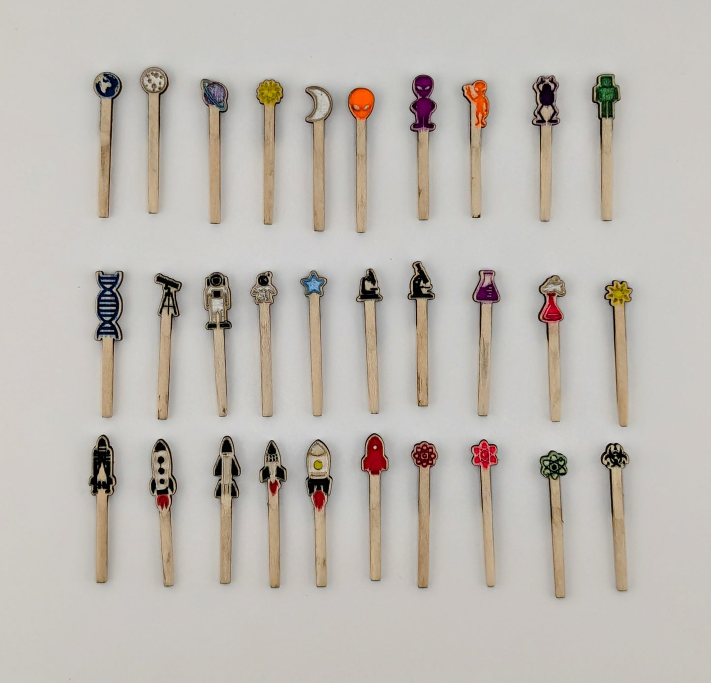 Space & Science Themed Cribbage Board Pegs